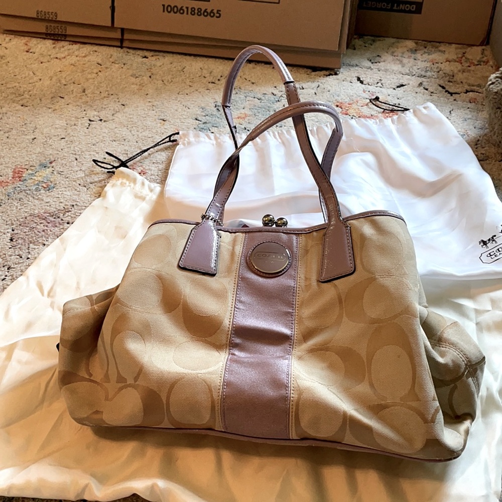 Coach canvas bag with purple details